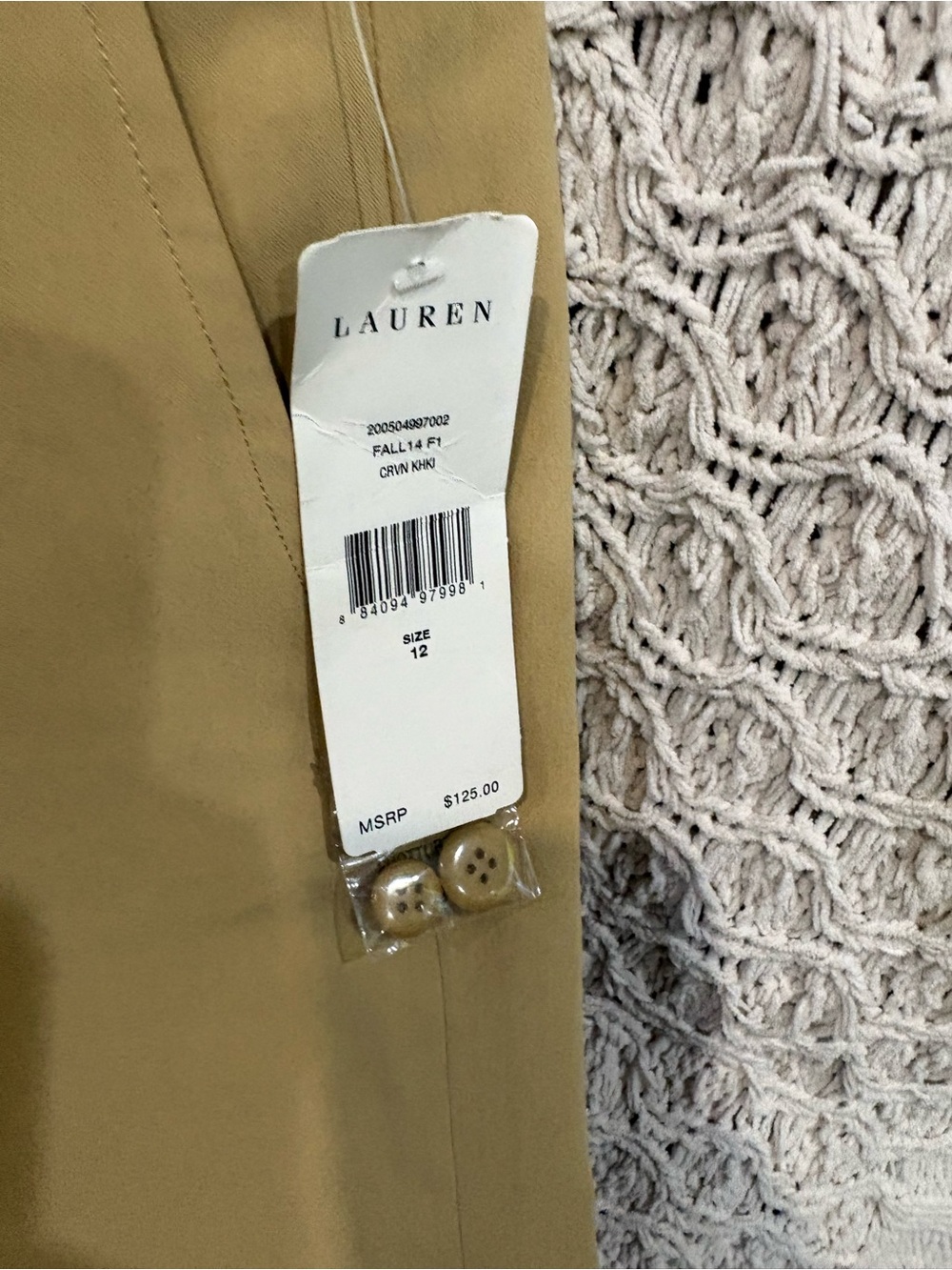 NWT LAUREN RALPH LAUREN Ladies Wide Leg Khaki Dress Pants 12 - Picture 6 of 6